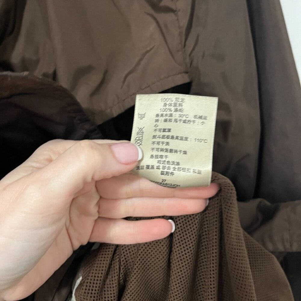 Burberry Brown Double Breasted Nylon Rain Coat Size 6 - Picture 7 of 11
